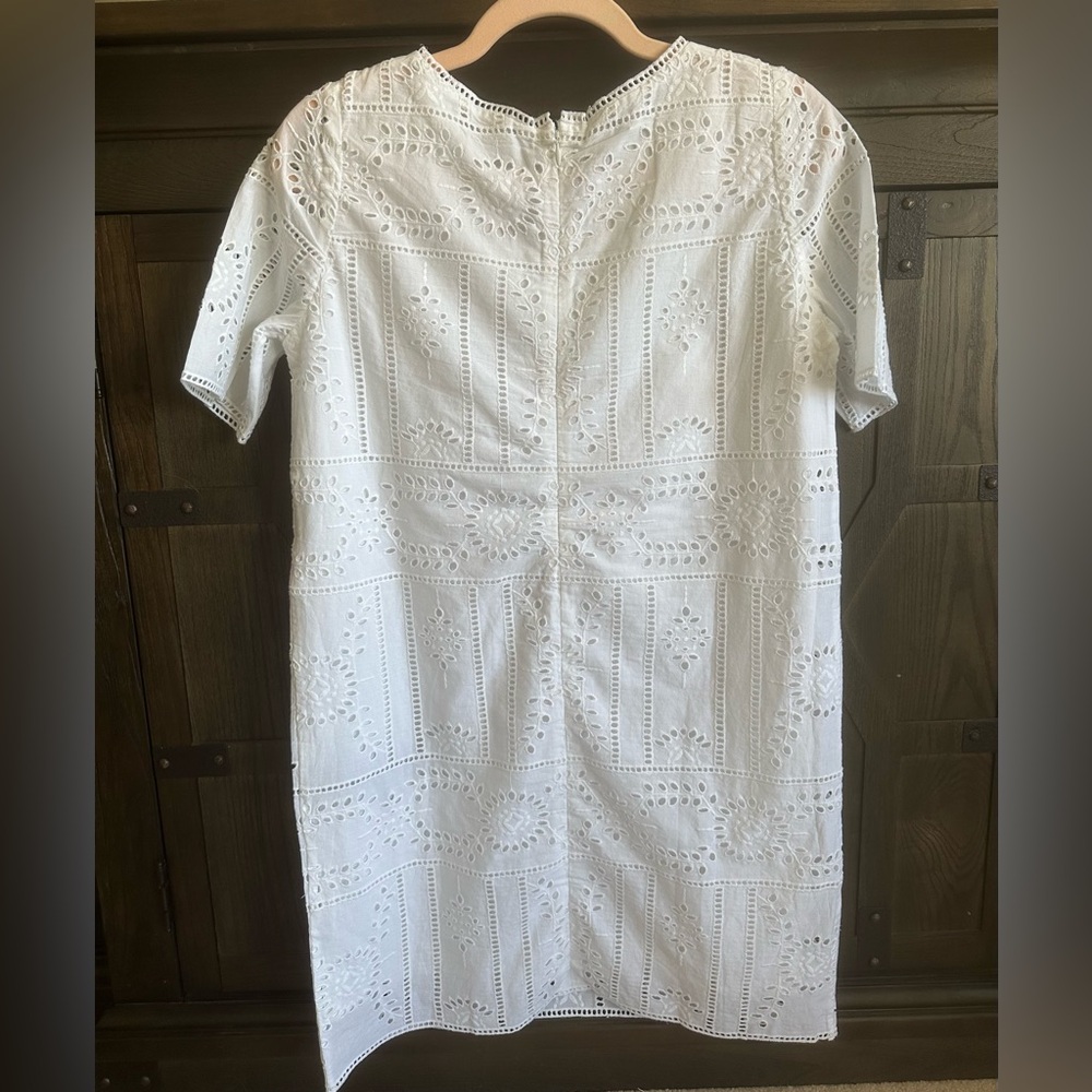The Kooples White Cotton Eyelet Mini Dress Shift M NWT Bridal Shower Summer - Picture 4 of 6